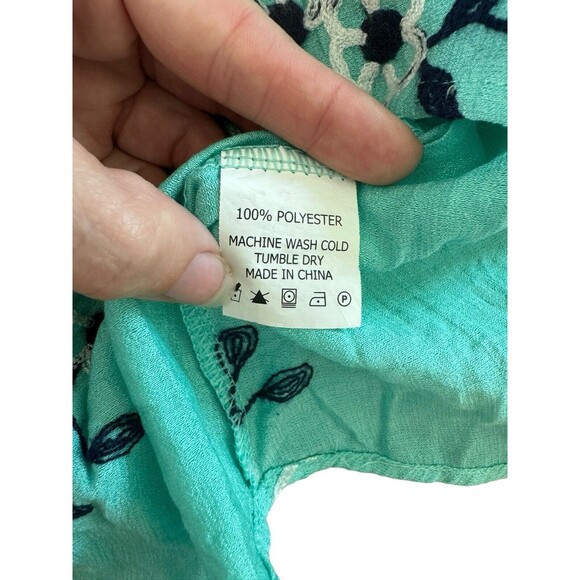 Anthropologie Kindred Blue Floral Embroidered Tunic Top Size PS Feminine Classic - Picture 5 of 5